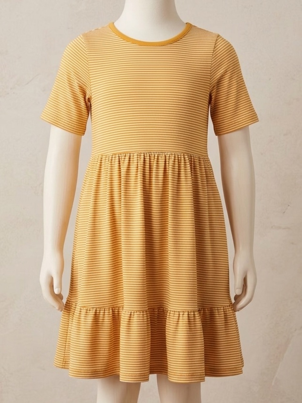 NEW Ruffle Butts Tiny Honey Stripe Knit Short-Sleeve Tiered Dress Girls Size 8